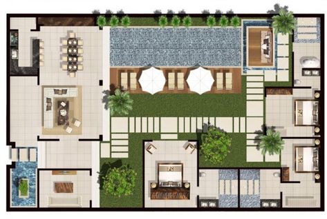 Premium Villas | Chandra Bali Villas |Premium Pool Villas Tropical House Plans, Balinese Villa, Site Plan Design, Resort Design Plan, Beach House Flooring, Bali Architecture, Bali Villas, Small Villa, Bali Resort