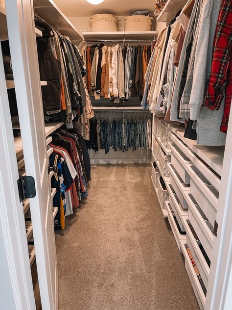 Master Bedroom Closet Makeover from The Container Store (Elfa) - The Styled Press Container Store Closet System, Container Store Closet, Elfa Closet System, Closet Wallpaper, Elfa Closet, Diy Custom Closet, Master Closet Design, House Closet, Master Closet Organization