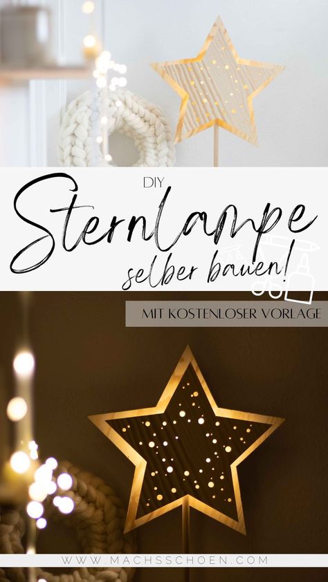 In diesem Beitrag zeige ich dir, wie du dir diese schöne Lampe in Sternform aus Holz bauen kannst. Mithilfe der kostenlosen Vorlage kannst du dir - ganz einfach - diese Lampe nach bauen. #weihnachten #weihnachtsdeko #diy #diyanleitung #diyweihnachten #lampe #anleitung #vorlage #stern #weihnachtsstern #wolfcraft Advent Diy, Lampe Diy, Winter Diy, Winter Wonderland, Buzzfeed, Advent, Merry Christmas, Tools, Christmas