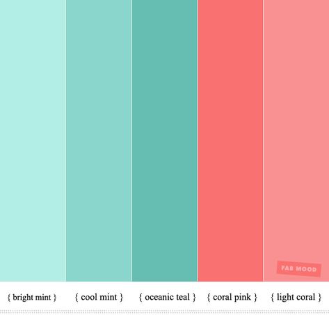 Coral and mint color palette | fabmood.com #colorpalette #color #colorscheme #colorideas #mint #coral Mint Color Palette, Mint Color Schemes, Mint Color Palettes, Coral Colour Palette, Teal Color Palette, Pink Color Combination, Color Schemes Colour Palettes, Pink Palette, Living Room Color Schemes