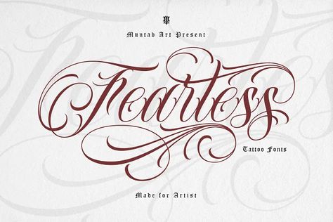 Lettrage Chicano, Fearless Tattoo, Calligraphy Tattoo Fonts, Best Cursive Fonts, 27 Tattoo, Best Tattoo Fonts, Tattoo Name Fonts, Font Tato, Cursive Tattoo