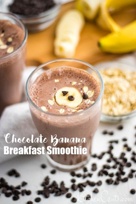 Oatmeal Kitchen, Breakfast Protein Shake, Banana Shake Recipe, Oatmeal Shake, Breakfast Shakes Protein, Banana Protein Shake, Rich Breakfast, Banana And Chocolate, Banana Breakfast Smoothie