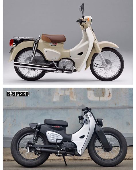 K-Speed Honda Super Power Cub Estilo Cafe Racer, Motorcycle Classic, Sepeda Retro, Honda Motorbikes, Custom Bikes Cafe Racers, Honda C70, Motorcycle Honda, Honda Biz, Honda Super Cub