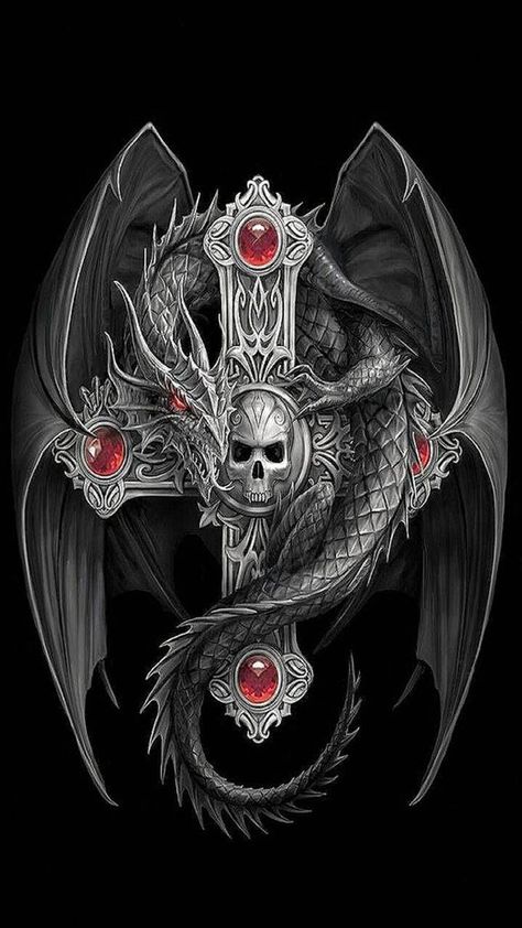 viewbug_1610825112 by raymondporter - ViewBug.com Dragon Skull Tattoo, Skull Tattoo Designs, Celtic Dragon Tattoos, Creaturi Mitice, Gothic Dragon, Chinese Dragon Tattoos, Gothic Angel, Skull Sleeve Tattoos, Dragon Skull