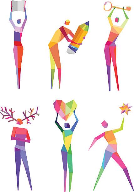 26,023 Abstract Person High Res Illustrations - Getty Images Geometric Human Figures, Geometric Figures Design, Balik Kana, Abstract Person, Geometric Character, Geometric People, Energetic People, People Graphic, Figure Sketches