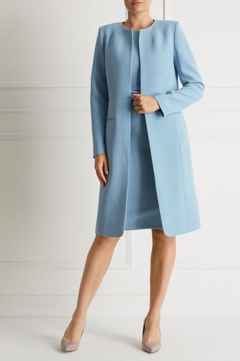 Monsoon Blue Mother of the Bride Dress and Coat Outfits Dress And Coat Outfit, Blue Mother Of The Bride, Mother Of The Bride Suits, Beaded Dresses, Dress Coats, Mother Clothing, Petite Models, Tweed Shift Dress, Corporate Attire