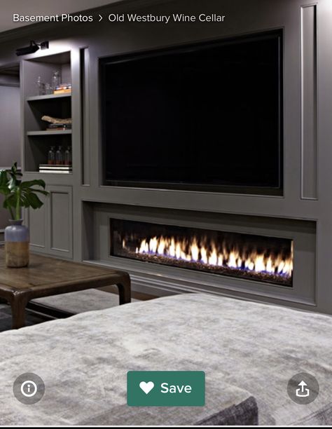 Tv Offset Fireplace, 77 Inch Tv Over Fireplace, Electric Fireplace Design With Tv, Huge Tv Over Fireplace, Big Tv In Living Room, Giant Tv Wall, Low Mounted Tv Over Fireplace, Big Tv Above Fireplace, Under Tv Fireplace