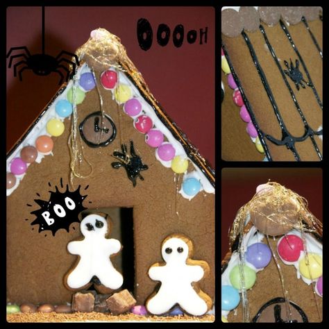 Halloween gingerbread House #gingerbreadhouse #Halloween #halloweenfoods Haunted Gingerbread House, Halloween Gingerbread House, Halloween Gingerbread, Purple Food Coloring, Royal Icing Sugar, Halloween Science, Gingerbread House Kits, Black Sugar, Cookie House