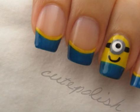 19 Minion Nails That Are Simply Too Adorable. #13 Is Bananas and So Easy! Minion Nail Art, Minion Nails, Kutek Disney, A Minion, Despicable Me 2, Disney Nails, Funky Nails, Despicable Me, Nail Art Tutorial