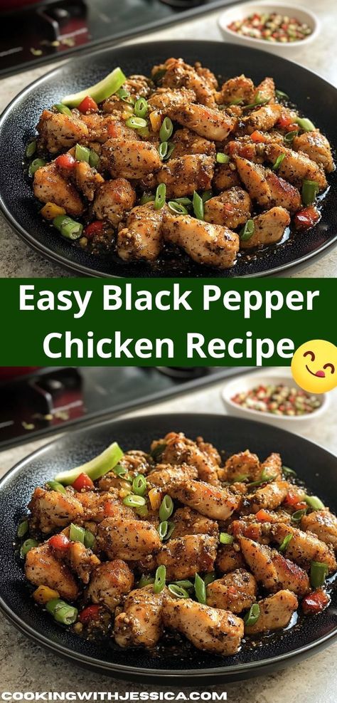 Craving a quick yet delicious dinner? This Black Pepper Chicken recipe is bursting with flavor and spices. It's an easy dinner idea that the whole family will love, perfect for busy weeknights. One Pot Black Pepper Chicken, Easy Black Pepper Chicken, Black Pepper Chicken Recipe, Pepper Chicken Recipe, Easy Stir Fry Recipes, Black Pepper Chicken, Recipes With Chicken And Peppers, Hearty Chicken, Pepper Chicken