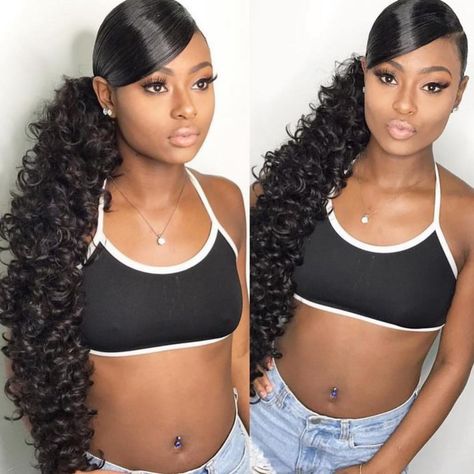 SIDE PONYTAIL ♠️♠️♠️♠️♠️♠️ Weave Ponytail Hairstyles, Cute Ponytails, Pelo Afro, Hair Ponytail Styles, Black Hairstyles, Sleek Ponytail, Ponytail Styles, Hair Life, Ponytail Hairstyles