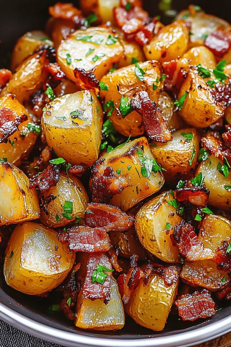 Honey Bacon Roasted Potatoes, Roast Beef Dinner Side Dishes, Sides For Pork Roast, Potato Bar Party, Golden Potato Recipes, Honey Bacon, Baileys Fudge, Crispy Roasted Potatoes, Hamburger And Potatoes