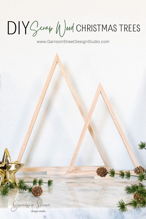 DIY Scrap Wood Christmas Trees | ©GarrisonStreetDesignStudio | DIY | Scrap Wood | Christmas Trees | Christmas Tree | Décor | Easy | Holiday | Decorations | Ideas | Wood | Scrap Wood Projects | Modern | Farmhouse | Nordic | Scandinavian | Neutral | Minimalist | How to make | Tutorial | Simple | Xmas | Craft | Wooden Christmas Trees DIY | Small DIY Wood Projects | Wooden Xmas Trees | Scrap Wood Christmas Projects | Wooden Christmas Tree Ideas | Christmas Wood Crafts | Inspiration | 2021 Wooden Christmas Tree With Ornaments, 2x6 Wood Projects Diy, Scrap Wood Christmas, Red Flowers Garden, Wood Christmas Trees Diy, Wooden Christmas Trees Diy, Diy Scrap Wood, Wood Christmas Trees, Wooden Xmas Trees