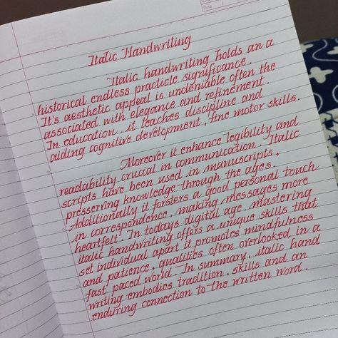 Beautiful Italic Handwriting ✍️ Italic Handwriting, Handwriting Examples, Cursive Handwriting, Types Of Work, Pen Sketch, Cognitive Development, Calligraphy Pens, Fine Motor Skills, Motor Skills