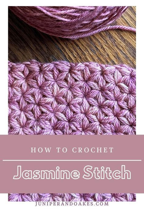 Jasmine Crochet Stitch Tutorial, Jasmine Stitch Crochet, Needlework Ideas, Blanket Stitches, Puff Stitch Crochet, Stitches Pattern, Corner To Corner Crochet, Crochet Stitches For Blankets, Crochet Cable