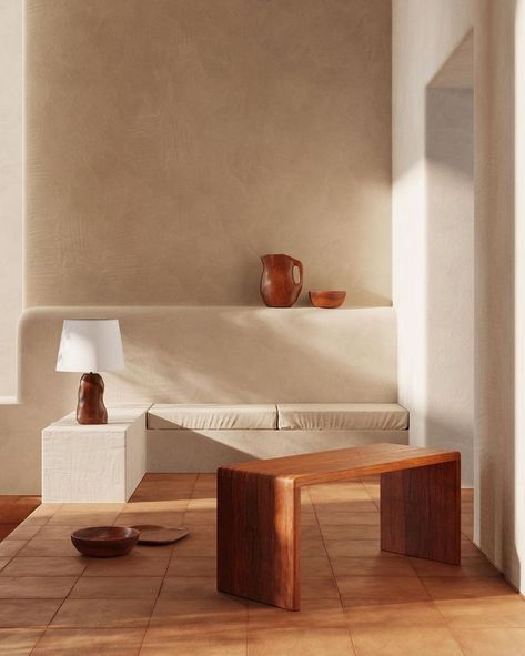 Oct 21, 2021 - Oscar Piccolo shared a post on Instagram: “Casa Cotta in collaboration with Robin Barnes (@secretswimclub ) :comet: named after its terracotta…” • Follow their account to see 296 posts. Terracotta Interior Design, Terracotta Living Room, Tile Bedroom, Concrete Effect Paint, Terracotta Floor, Room Tiles, Minimalist Interior Design, Luxury Homes Interior, Cheap Decor