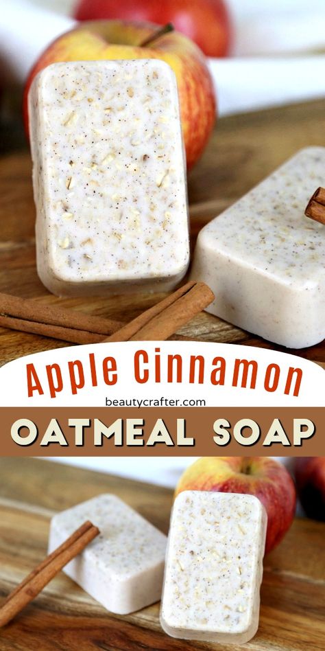 Cinnamon Soap Recipe, Oatmeal Soap Recipe, Cinnamon Soap, Easy Soap Recipes, Diy Soap Bars, Diy Soap Recipe, Apple Cinnamon Oatmeal, Săpunuri Handmade, Handmade Soap Recipes