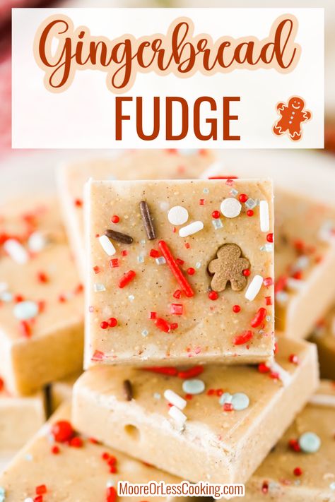 If you love the cozy gingerbread flavors of cinnamon, ginger and molasses, then this holiday candy recipe is for you! This easy Gingerbread Fudge takes just minutes to prepare for a creamy and sweetly spiced candy that's perfect for Christmas. Gingerbread Cookie Mix, Gingerbread Fudge, Edible Holiday Gifts, Holiday Candy Recipes, Easy Gingerbread, Seasonal Baking, How To Make Gingerbread, Fudge Ingredients, Candy Recipe