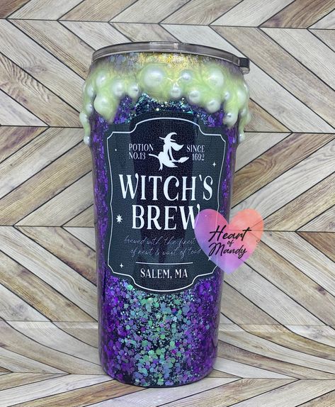 Witchy Tumbler, Witchs Brew, Tumbler Cups Personalized, Halloween Potion, Witch Potion, Disney Cups, Glitter Tumbler Cups, Halloween Cups, Witch's Brew