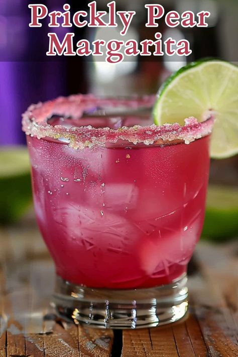 Prickly Pear Margarita is a vibrant twist on the classic margarita that brings a burst of color and unique flavor to your glass. This refreshing cocktail combines tequila, orange liqueur, prickly pear syrup, and fresh lime juice for a delightful mix that’s both sweet and tangy. Prickly Pear Juice, Pear Syrup, Pear Margarita, Easy Cocktail Recipe, Prickly Pear Margarita, Pear Cocktails, Flavored Margaritas, Easy Margarita, Cocktail Syrups