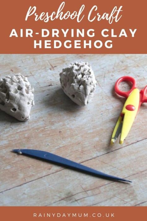 Winter Animal and hibernation craft for preschoolers to make clay hedgehogs.  Practice using scissors as well with this easy and fun craft that kids can do whilst learning about animals that hibernate.  #preschoolcraft #preschoolactivities #preschoolathome #rainydaytots #rainydaymum Hibernation Crafts, Winter Animal Crafts, Clay Projects For Kids, Craft For Preschoolers, Hedgehog Craft, Clay Crafts For Kids, Homemade Clay, Kids Clay, Scissor Skills