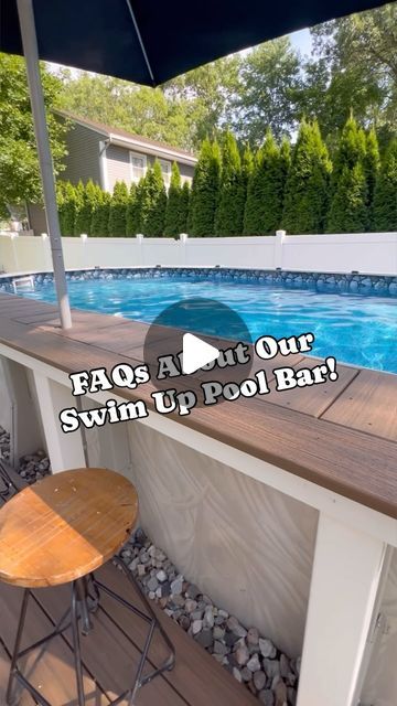 Rachel ☀️ RV Renovator and Camping Host on Instagram: "Here are the frequently asked questions about our swim up pool bar!! I think I addressed everything here, let me know in the comments if you would build this for your above ground pool! 

If you build it, make sure you tag me so I can see how it turned out!

#diyprojects #diypoolbar #poolbar #swimupbar #diysummer #outdoorproject #abovegroundpool #poolproject" Above Ground Pool With Bar, Swim Up Pool Bar Ideas, Above Ground Pool Bar Ideas, Above Ground Pool Bar, Swimming Pools Backyard Above Ground, Swim Up Bar Pool, Swim Up Pool Bar, Pool Bar Ideas, Diy Above Ground Pool