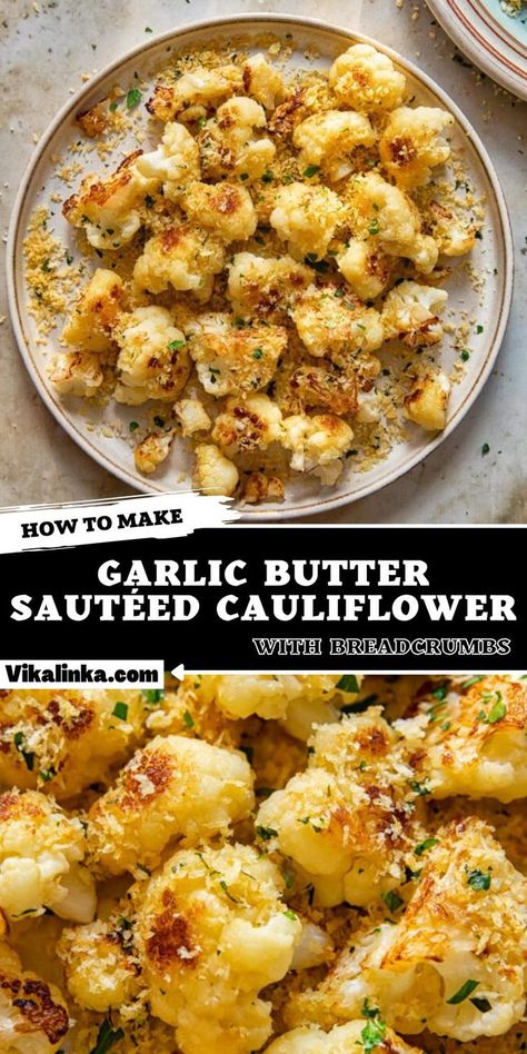 Cauliflower sauteed with garlic and butter makes the perfect side dish but is satisfying enough to eat on its own! Tender and crunchy combine with savoury and it’s all so good! Steamed Veggies Recipe, Cauliflower Side Dish, Steamed Cauliflower, Easy Cauliflower, Steam Recipes, Favorite Recipes Dinner, Garlic Recipes, Cauliflower Recipes, Side Recipes