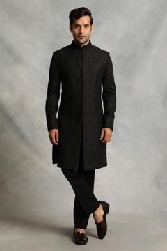 Black Jacket Style, Black Sherwani, Embroidered Sherwani, Sherwani For Men, Wedding Sherwani, Western Jacket, Men Stylish Dress, Indian Fashion Designers, Embroidered Jacket