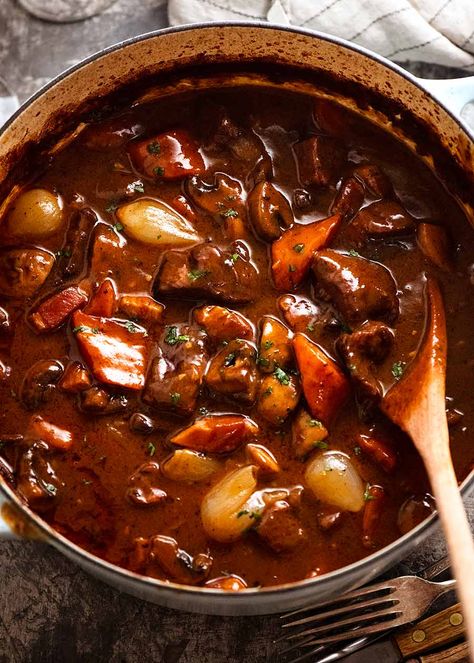 Ribeye Beef Stew, Fresh Beef Recipes, Beef Stock Recipes Dishes, One Pot Beef Recipes, Beef Bourguignon Dutch Oven, Lamb Bourguignon, Recipe Tin Eats Recipes, Best Stew Recipes Ever, Stew Recipes Beef