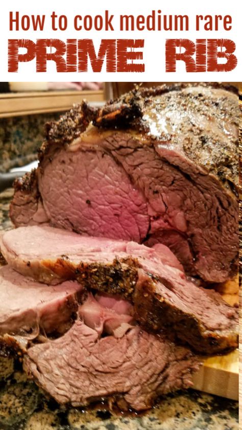 Ideal for entertaining and holidays, Perfect Medium Rare Oven Roasted Prime Rib makes an impressive and elegant main course recipe. #beef #primerib #ribeye #steak #mediumrare #howto #cook #roast #recipe Prime Rib Roast Recipe Ovens, Holiday Meats, Medium Rare Prime Rib, Cooking Prime Rib Roast, Boneless Prime Rib Roast, Roasted Prime Rib, Prime Rib Dinner, Prime Rib Roast Recipe, Perfect Prime Rib