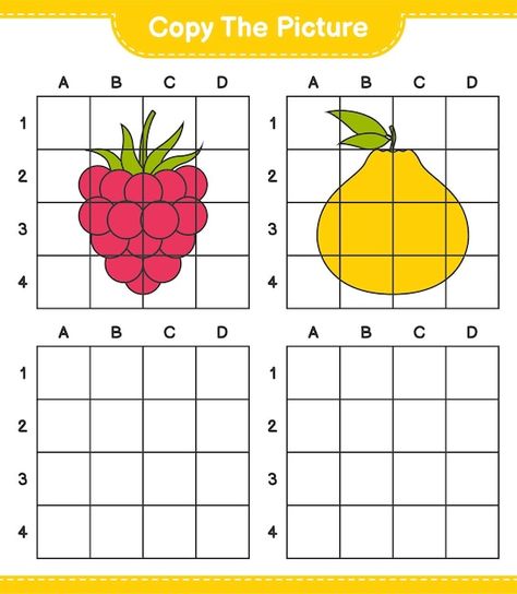 Copy the picture, copy the picture of fr... | Premium Vector #Freepik #vector #trace #handwriting-practice #dots #kids-worksheet Kids Worksheet, Fruit Picture, Game Printable, Handwriting Practice, Grid Lines, Printable Worksheets, Vector Photo, The Picture, Games For Kids