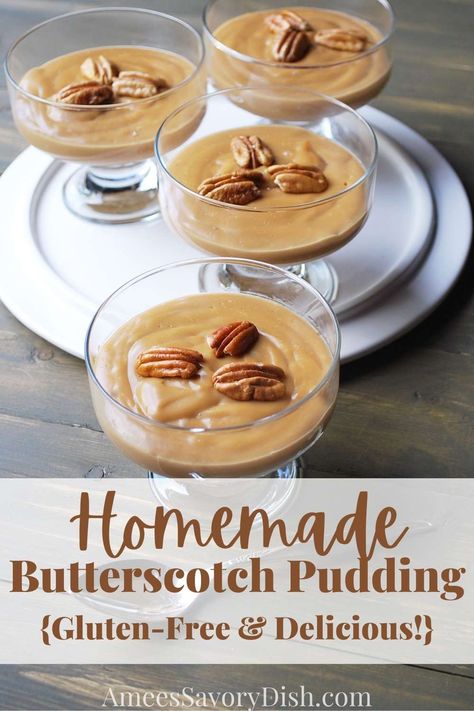 Gluten Free Pudding Recipes, Gluten Free Pudding Desserts, Butterscotch Pudding Pie, Home Made Pudding, Gluten Free Pudding, Dairy Free Pudding, Homemade Butterscotch, Awesome Desserts, Vegan Pudding