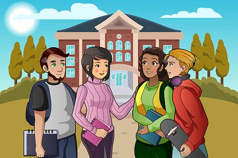 College Students Talking on Campus Campus Illustration, Student Illustration, Electrical Projects, Blog Header, Figure Sketching, College Campus, Vector Clipart, Student Work, Logo Icons