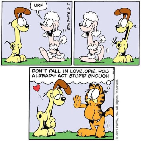 Don't fall in love Odie... Garfield X Odie, Garfield Comic, Garfield Pictures, Garfield Christmas, Garfield Cartoon, Garfield Cat, Garfield Comics, Garfield And Odie, Cute Funny Cartoons