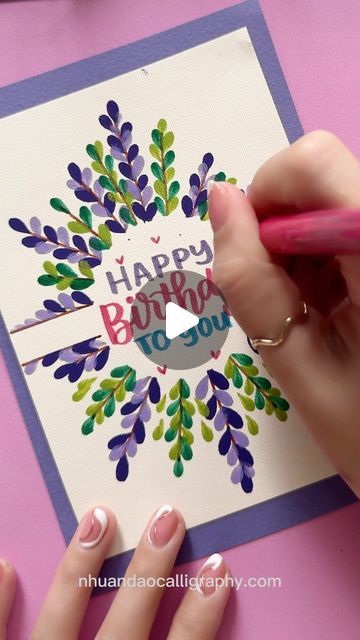 Nhuan Dao✨Calligraphy & Lettering❤️ on Instagram: "Birthday Gift Card | Handmade Card Easy 🎂
.
.
.
🌟FREE Gift For You:
Do u Want to Try Your Hand at Brush Lettering and Calligraphy? Download This FREE Chapter : “How to Practice & Master 10 Basic Strokes” From the Workbook: “The 21-Day Brush Lettering”.
👉You Can Find The Link in My Bio or Visit: nhuandaocalligraphy.com
.
.
.
#HandmadeCards #Happybirthday #happybirthdaycard #cardmaking #personalizedgifts
#NhuanDaoCalligraphy #Calligraphy
#BrushLettering #ModernCalligraphy #HandLettering #Lettering #Handwriting #DIYBirthdayCard
#Handmade #DIY #artreels #reels" Best Greetings Cards, Hand Made Happy Birthday Cards, Easy Cards For Birthday, Birthday Greetings Handmade, Lettering Gift Ideas, Creative Homemade Birthday Cards, Funny Birthday Drawing Ideas, Birthday Card Easy Diy, Birthday Day Cards Handmade