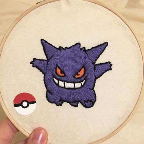 Pokemon Embroidery, Digital Embroidery Patterns, Embroidery Diy, Embroidered Art, Hand Embroidery Projects, Cute Embroidery, Sewing Embroidery Designs, Hand Embroidery Art, Embroidery Jewelry