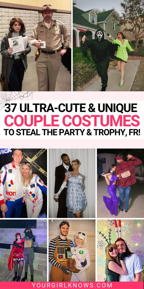 Looking for the perfect couple Halloween costumes to win the trophy? We've got you covered! Discover 37 ultra cute and unique ideas that will make you the talk of the party. From clever puns to iconic duos, these costumes are sure to impress. Don't miss out on the chance to shine this Halloween Movie Couples Costumes, Cute Couple Halloween, Unique Couples Costumes, Costumes Unique, Couple Halloween Costume, Easy Couples Costumes, Iconic Duos, Costumes Scary, Couples Costumes Creative