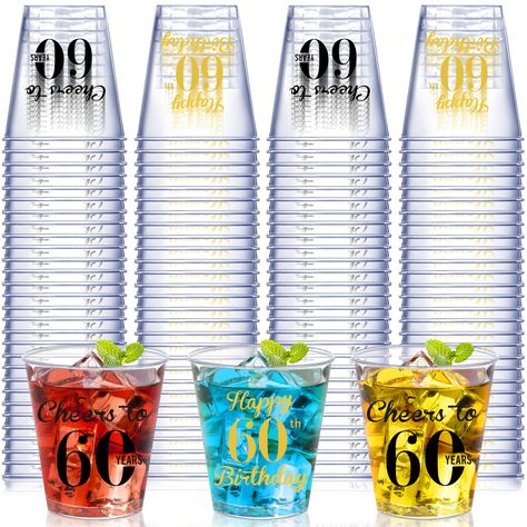 PRICES MAY VARY. 🍸Package Includes: You will get 100 pieces of 60th birthday plastic shot glasses, enough quantity to meet your daily use and 60th party decorating needs, and you can share the fun with your family and friends 🍨Durable Material: These Cheers to 60 Years shot glasses are made of quality hard plastic with sturdy cup walls, smooth rims, and a thickened design that makes birthday shot glasses not easily break, crack or fall, convenient for you and your guests to better taste the dr 60th Birthday Centerpieces For Men, 60th Birthday Decorations For Men, 60th Birthday Party Favors, 60th Birthday Party Themes, Birthday Shot Glasses, Cheers To 60 Years, 50th Birthday Favors, 40th Birthday Party Favors, 60th Birthday Party Decorations