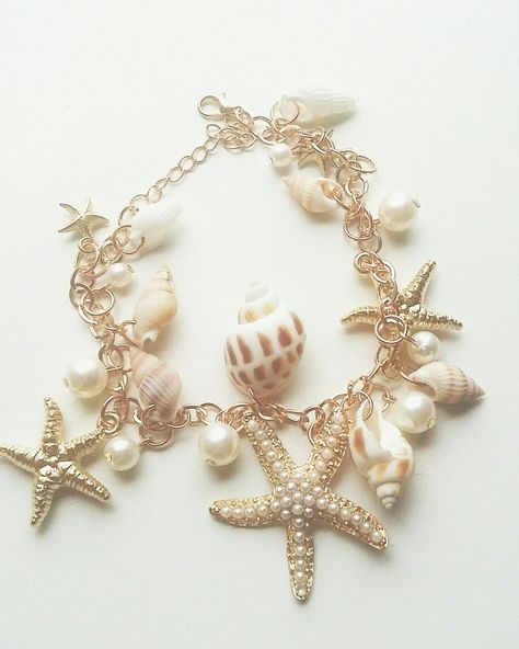 Mermaid Sea Bracelet Shell Mermaid Bracelet Aesthetic, Mermaidcore Bracelet, Mermaid Core Bracelet, Sea Themed Jewelry, Ocean Themed Jewelry, Mermaid Jewelry Aesthetic, Mermaid Accessories Jewelry, Aquamarine Aesthetic, Mermaid Outfits