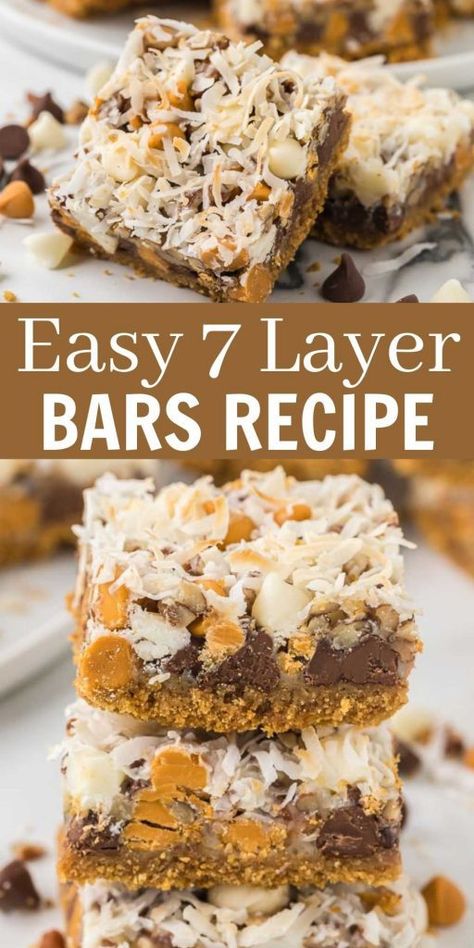 Layer Bars Recipe, 7 Layer Cookies, Soft Frosted Sugar Cookies, Magic Bars Recipe, Seven Layer Bars, 7 Layer Bars, Easy Bar Recipes, Easy Bar, Magic Cookie Bars