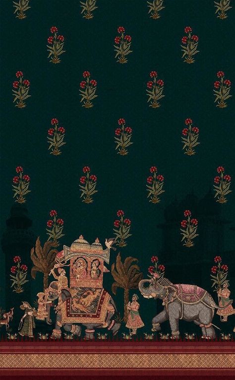 Mughal Art Wallpaper, Mughal Print Pattern, Kalamkari Wallpaper, Mughal Motifs Design Patterns, Indian Aesthetic Background, Indian Patterns Textiles, Chumbak Prints, Mughal Background, Mughal Wallpaper