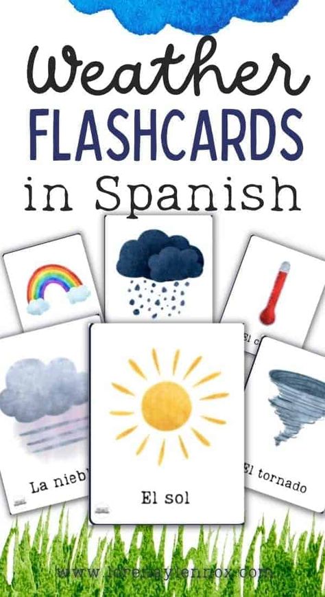 Weather Activities in Spanish Worksheets with flashcards. These activities are perfect for the bilingual homeschool and for Spanish class! Bilingual Preschool Curriculum, Bilingual Preschool Activities, Spanish For Preschoolers, Weather Printables, Bilingual Preschool, Preschool Spanish Lessons, Workshop Activities, Weather Activities Preschool, Spanish Weather