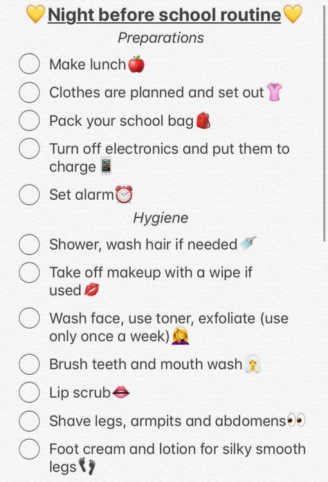 Night Routine Before School, Night Before School Routine, Routine Before School, Schul Survival Kits, Before School Routine, My Night Routine, School Night Routine, Routine School, Studie Hacks