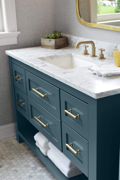 Teal Bathroom Vanity, Blue Bathroom Vanity, Teal Bathroom, Blue Vanity, Bathroom Cabinetry, Blue Furniture, Vanity Design, Cabinetry Design, Up House