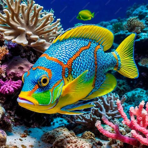 Premium Photo | Vibrant Underwater Ecosystem A Colorful Fish Amidst Coral Reefs Coral Outline, Pictures Of Fish, Under The Sea Images, Underwater Ecosystem, Coral Reef Photography, Sea Life Wallpaper, Coral Reef Fish, Fish Photography, Coral Reef Art