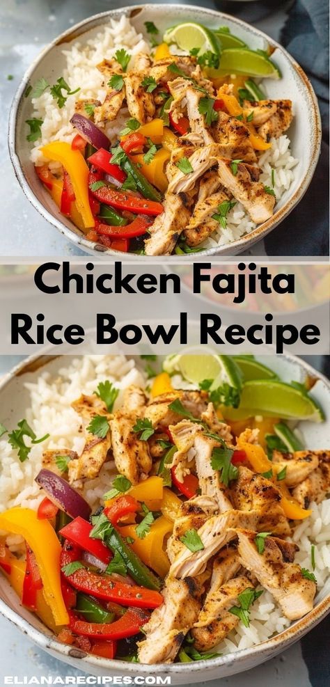 Looking for dinner ideas? Try this Chicken Fajita Rice Bowl Recipe! It’s a perfect choice for dinner recipes, offering easy dinner ideas that are great for family meals or dinner for two. Chicken Fajita Crockpot, Fajita Crockpot, Chicken Fajita Rice Bowl Recipe, Fajita Rice Recipe, Chicken Fajita Rice Bowl, Fajita Rice Bowl, Chicken Fajita Rice, Fajita Bowl Recipe, Fajita Rice