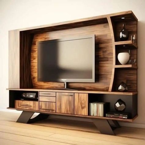 Tv Unit Design idea ✨️ #tvunitdesigns #tvunit #tvunitdesign #homedesignsdworld #tvunit Tv Unit Design Modern Wooden, Tv Unit Decor Wooden, Wooden Tv Units In Living Room, Wooden Tv Stand Ideas For Living Room, Hall Interior Design Living Tv Unit, Hall Tv Unit Design Modern, Lounge Tv, Wooden Tv Unit, Tv Center