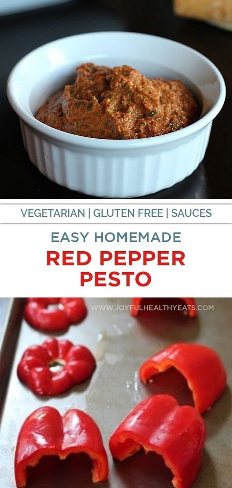 Roasted Red Pepper Pesto Recipes, Red Pepper Pesto Recipe, Easy Pesto Sauce, Roasted Red Pepper Pesto, Red Pepper Pesto, Pesto Dishes, Pepper Pesto, Pesto Sauce Recipe, Red Pepper Recipes