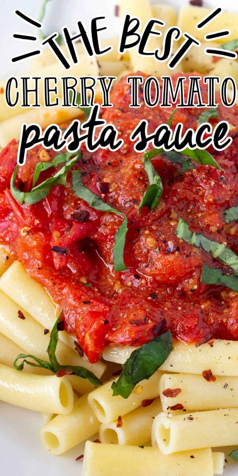 Spicy Cherry Tomato Pasta Sauce is one of the best pasta sauces recipes ever. This homemade pasta sauce is easy to make and dinner is finished in less than 30 minutes! #Pasta #PastaSauce #EasyPastaSauce #SpicyPastaSauce Pasta Sauce Using Cherry Tomatoes, Pasta Sauces Recipes, Sauce With Cherry Tomatoes, Best Pasta Sauce Recipe, Making Spaghetti Sauce, Spicy Pasta Sauce, Cherry Tomato Pasta Sauce, Canned Diced Tomatoes, Pasta Sauce Recipes Tomato