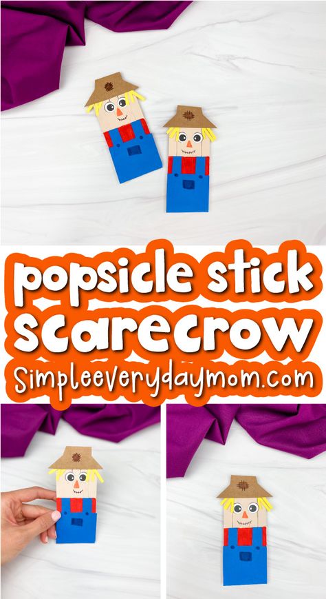 This popsicle stick scarecrow craft for kids is a fun way to keep the little ones busy this fall. This easy crafting project will help with their fine motor skills and creative thinking. They'll love painting their new friend! Download the free printable template on the blog. Scarecrow Popsicle Stick Craft, Popsicle Stick Scarecrow, Fall Activity For Kids, Scarecrow Craft, Popsicle Stick Crafts House, Popsicle Stick Crafts For Kids, Scarecrow Crafts, Fall Activity, Popsicle Crafts